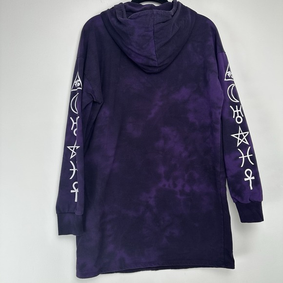 Midnight Hour Tunic Size Medium Purple Black Tie Dye Hoodie Witchy Goth - Picture 2 of 8